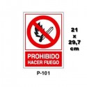 Señal Prohibido Hacer Fuego